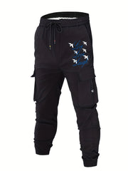 Men's Cargo Pants Live Love Laugh Slogan Print Joggers