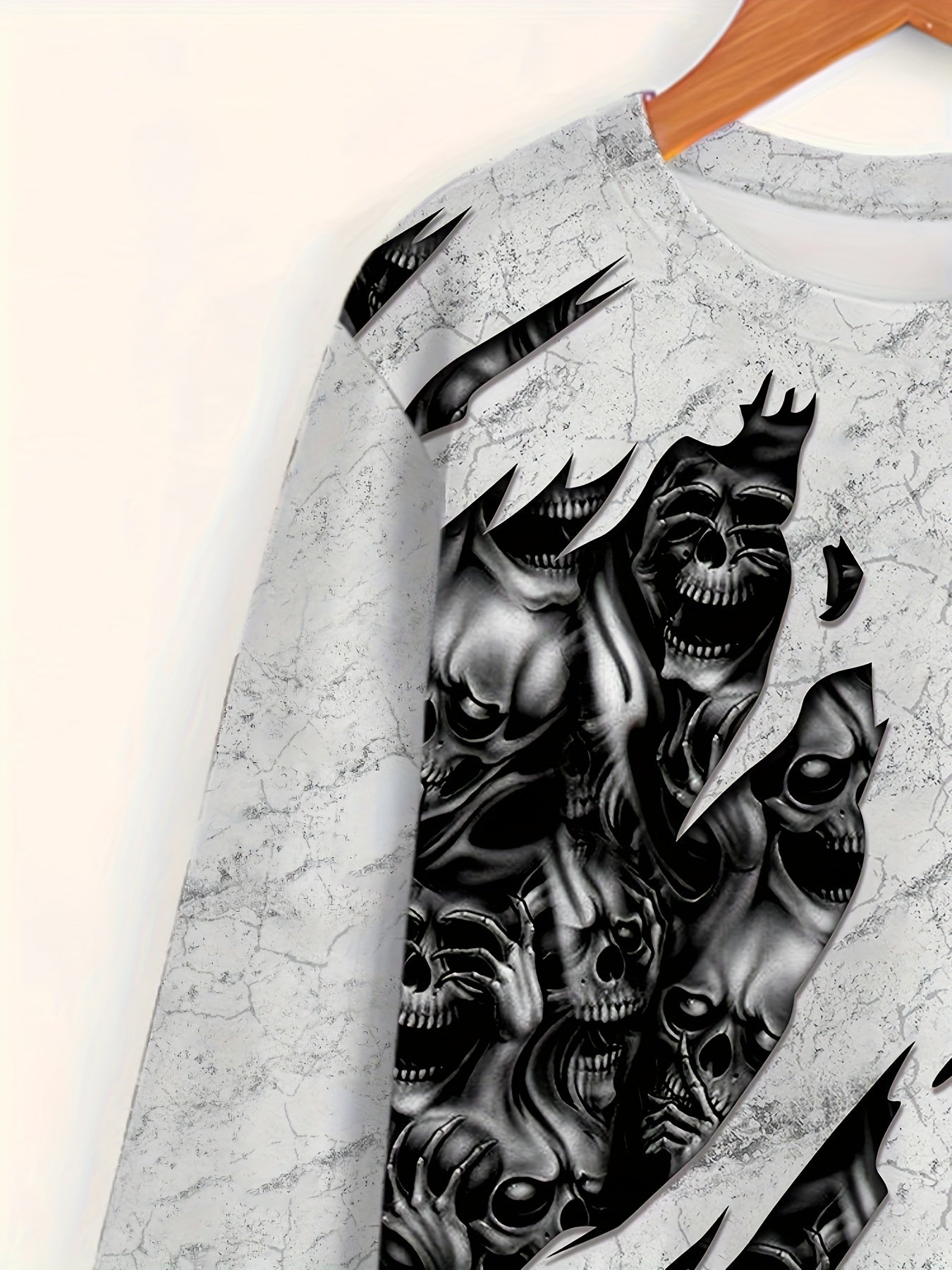 Skull 3D Print Men's Long Sleeve Tee Autumn Clothing
