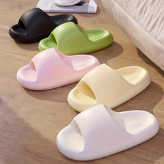 Women's Platform Pillow Slides Solid Open Toe Non Slip Slippers