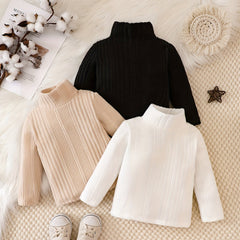Baby Girls Knit Sweater Turtleneck Long Sleeve Cropped T shirt Crop Tops