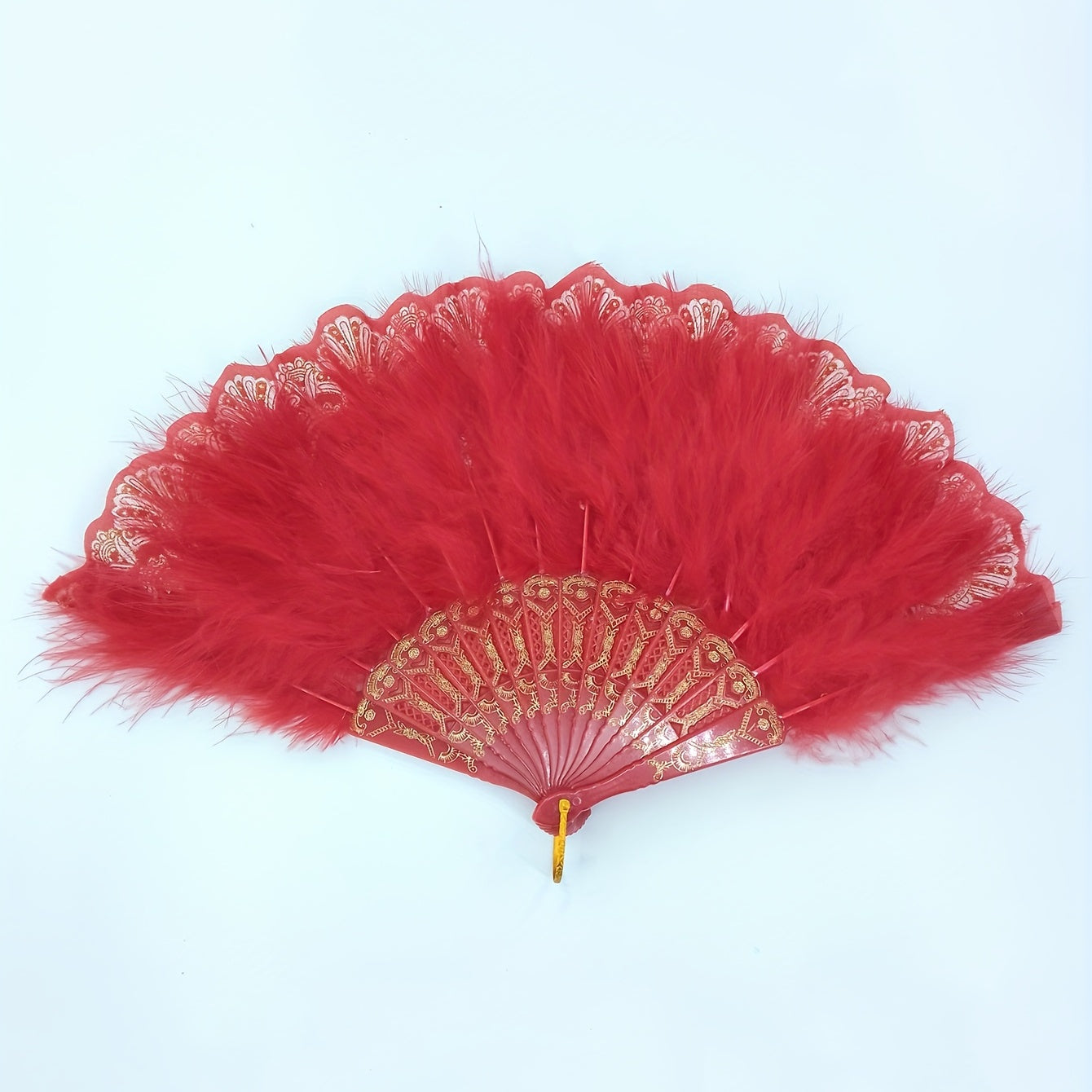 Red Plush Folding Fan Dance Performance Props