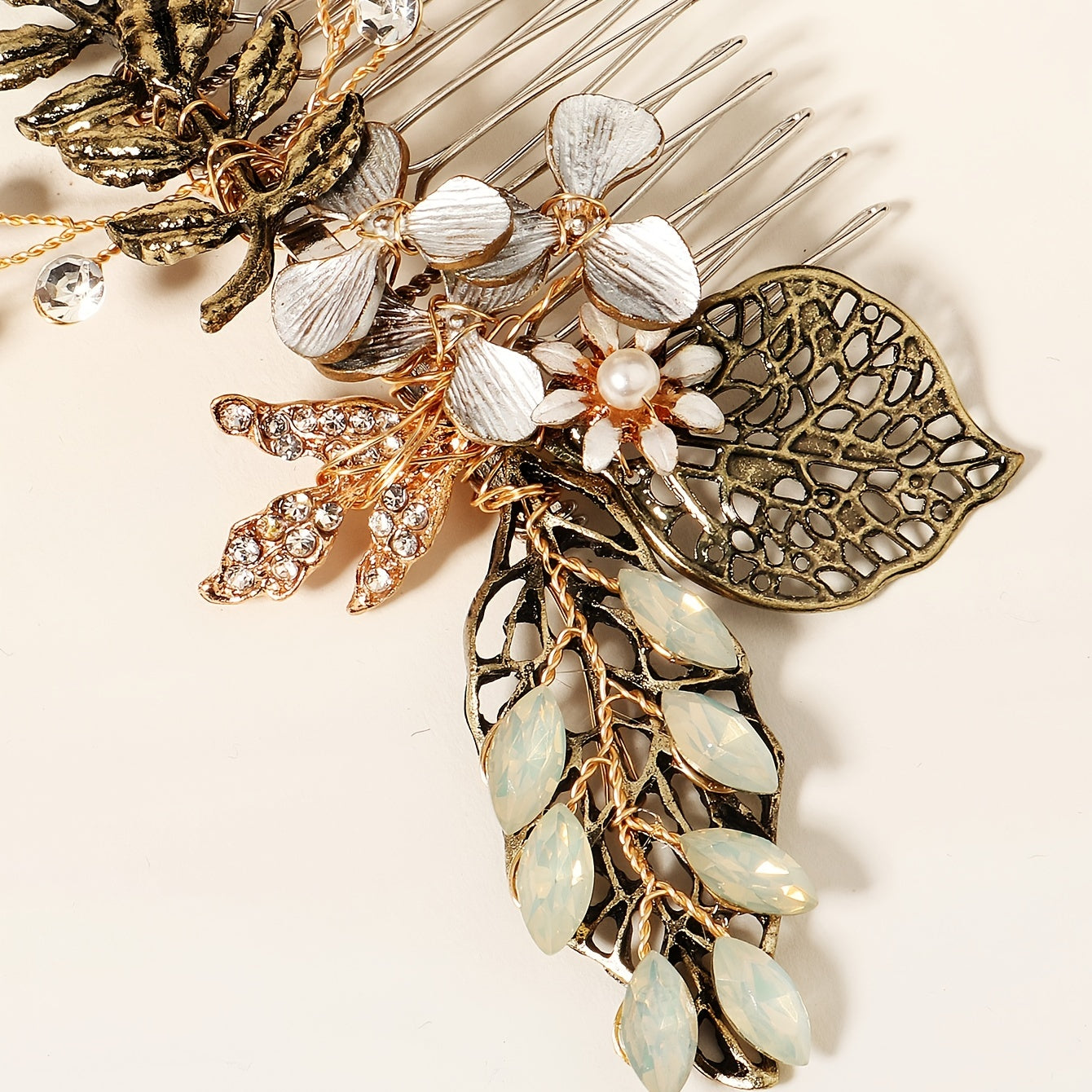 Crystal Wedding Hair Comb Clip Golden