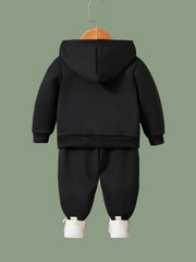 Girls 2pc Long Sleeve Hooded Sweatshirt Solid Sweatpants Set Kids Clothes
