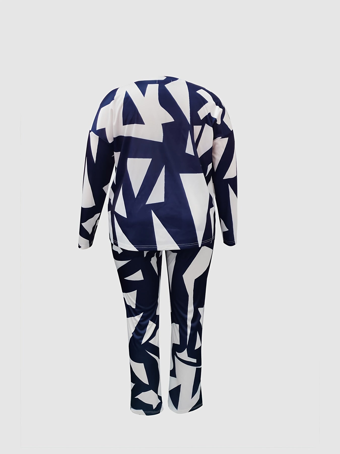 Geometric Print 2pcs Set Women's Plus