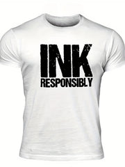 INK Responsibly Men's Print T Shirt Stretchy Crew Neck Tee