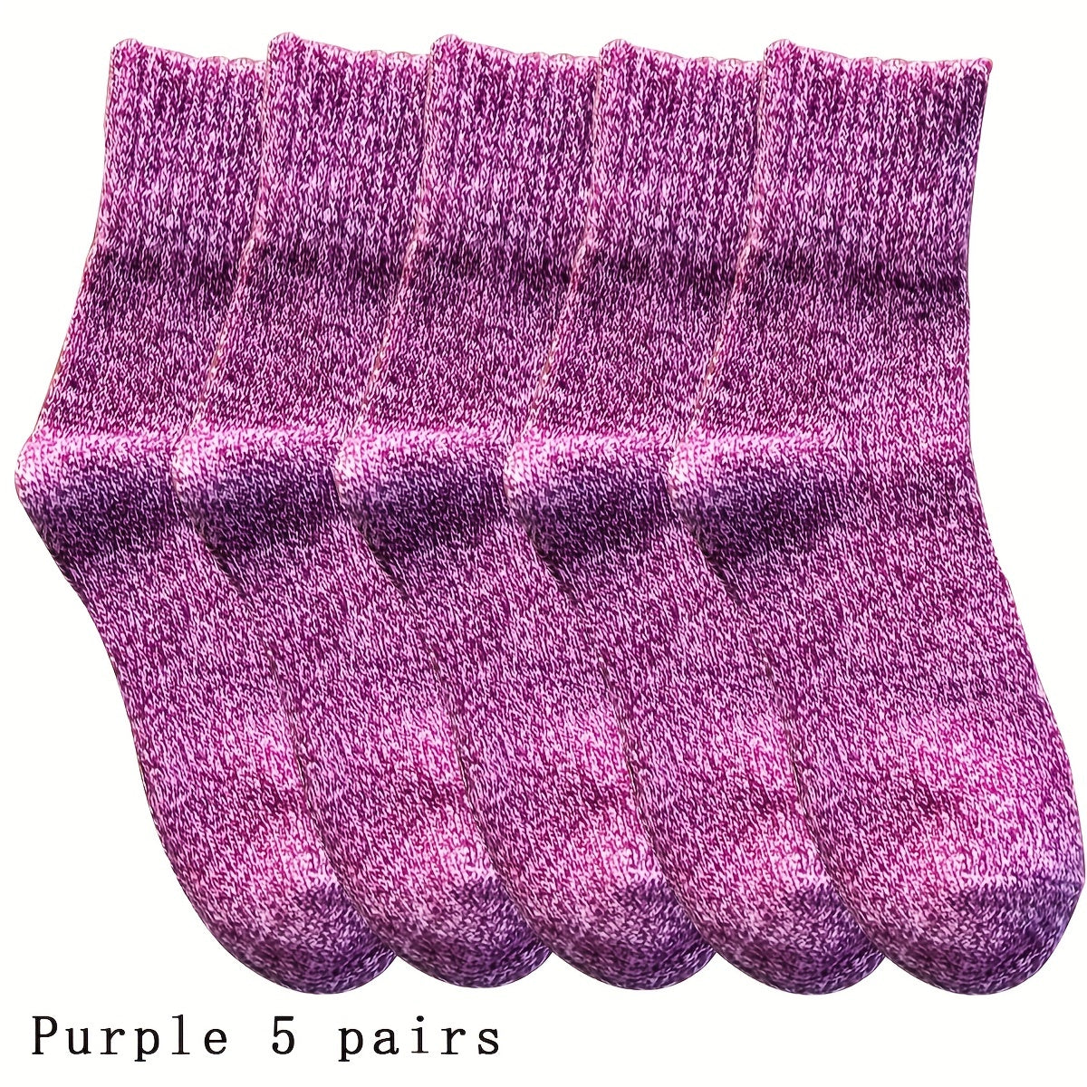 5 Pairs Thick Knit Socks Warm Mid Tube Stockings