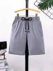 Boys Solid Shorts Elastic Waist Drawstring Quick-drying Casual Summer Outdoor