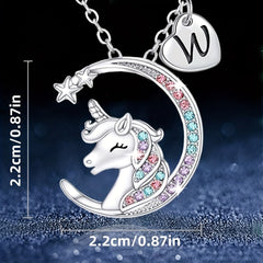 Unicorn Letter Pendant Necklace Decorative Accessories Gift