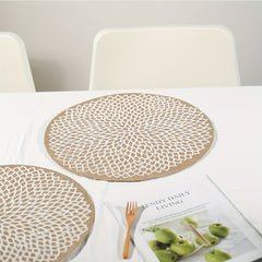 6pcs Jute Printed Placemat Heat Insulation Mat for Dining Decor