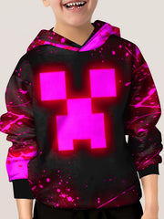 Cartoon Face 3D Print Kid's Hoodie Unisex Pullover