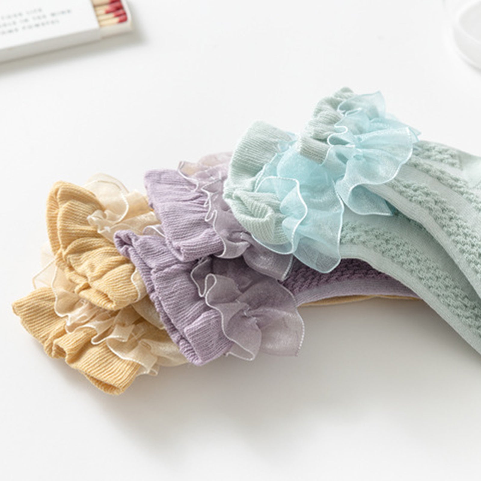 Girls Solid Lace Socks Set 6pairs