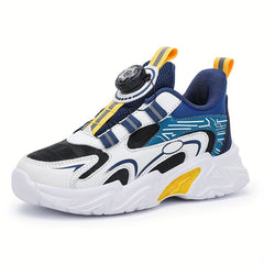 Boy's Block Basketball Shoes with Rotating Buckle Non Slip Sneakers