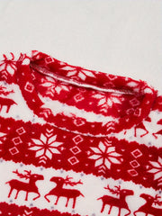 Christmas Plush Pajama Set Crew Neck Long Sleeve Top & Shorts