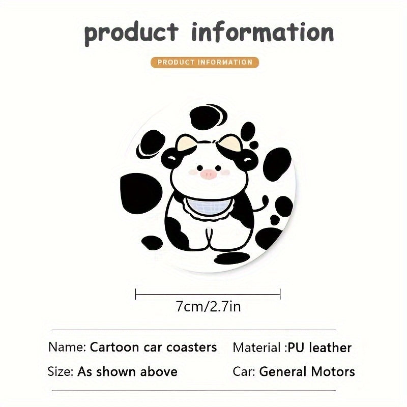 Cartoon Cow Coaster Car Cup Holder Anti Slip Coasters Heat Insulation Pad