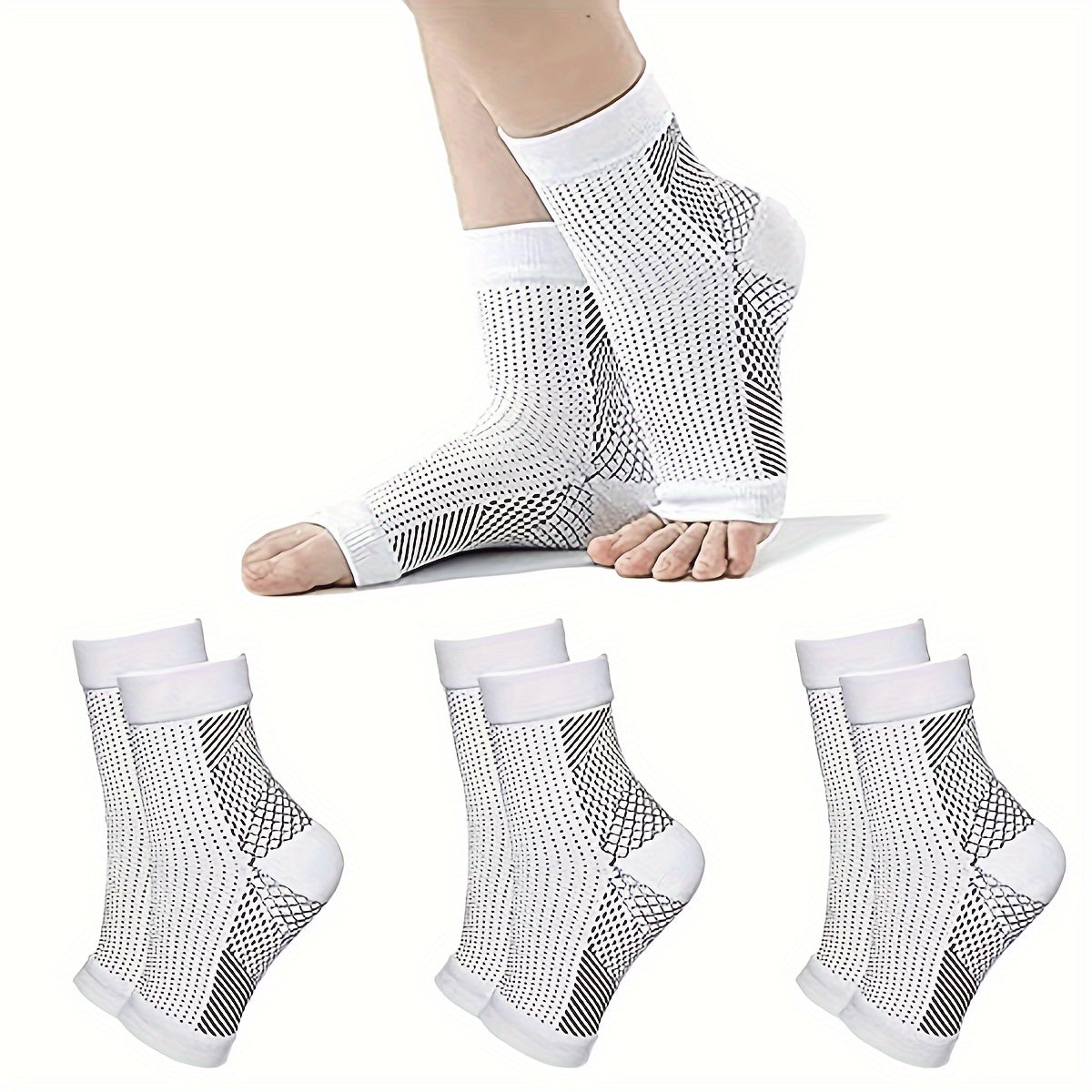 3 Pairs Toeless Compression Socks Ankle Sleeves