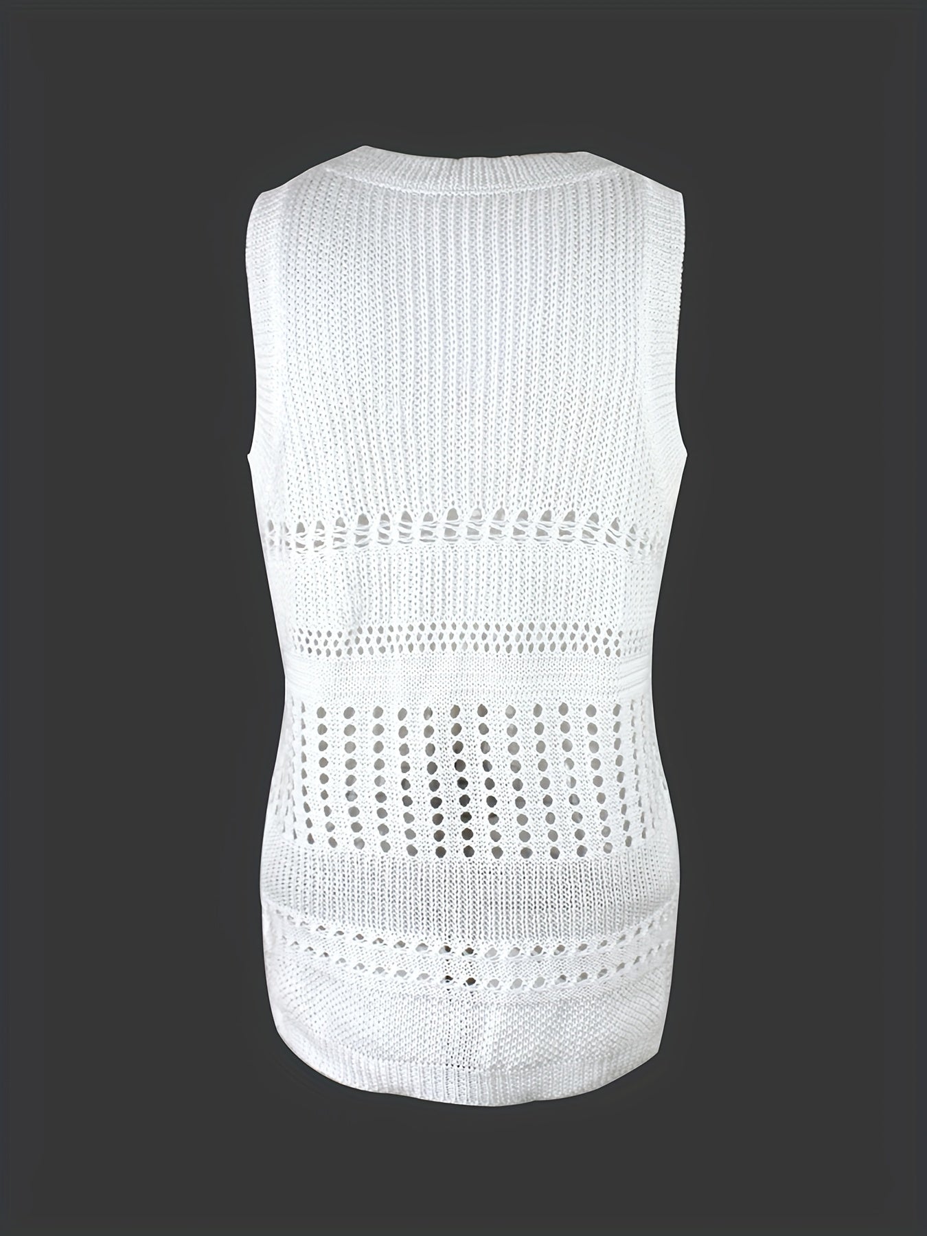 Solid V Neck Sleeveless Sweater Vest Women's Clothing