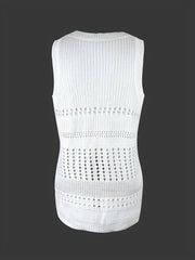 Solid V Neck Sleeveless Sweater Vest Women's Clothing