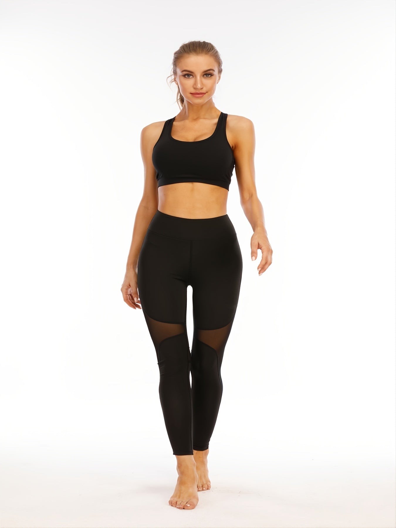 High Stretch Yoga Pants Mesh Stitching Leggings