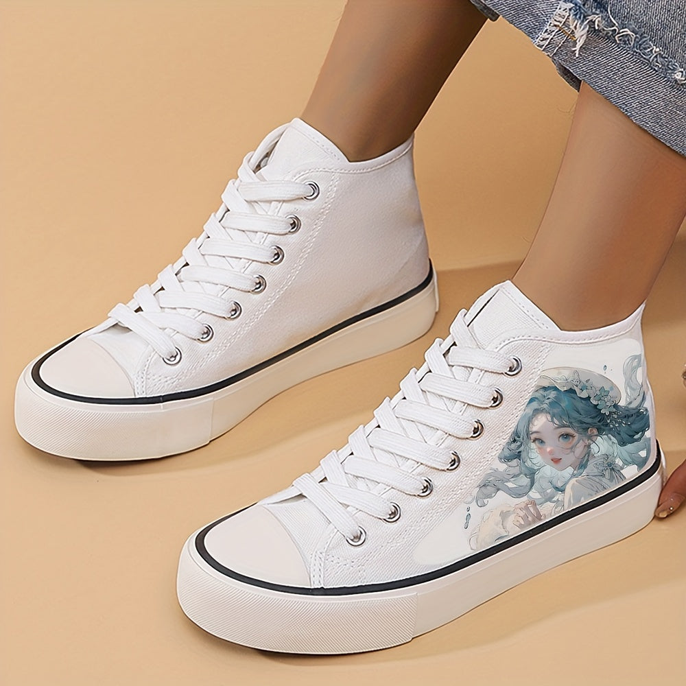Anime Girl Pattern Lightweight High Top Breathable Canvas Sneakers