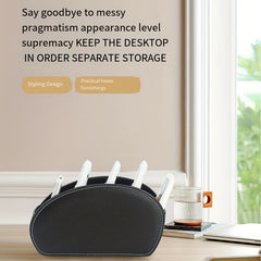 PU Leather Remote Control Holder Organizer Box with 5 Compartments
