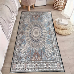 Vintage Boho Area Rug Soft Thickened Crystal Velvet Floor Mat Non Slip Washable