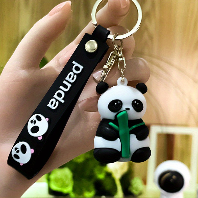 Bamboo Panda Keychain Soft Rubber Pendant for Small Ornaments
