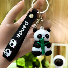 Bamboo Panda Keychain Soft Rubber Pendant for Small Ornaments