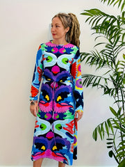 Casual Maxi Dress with Print Long Sleeve