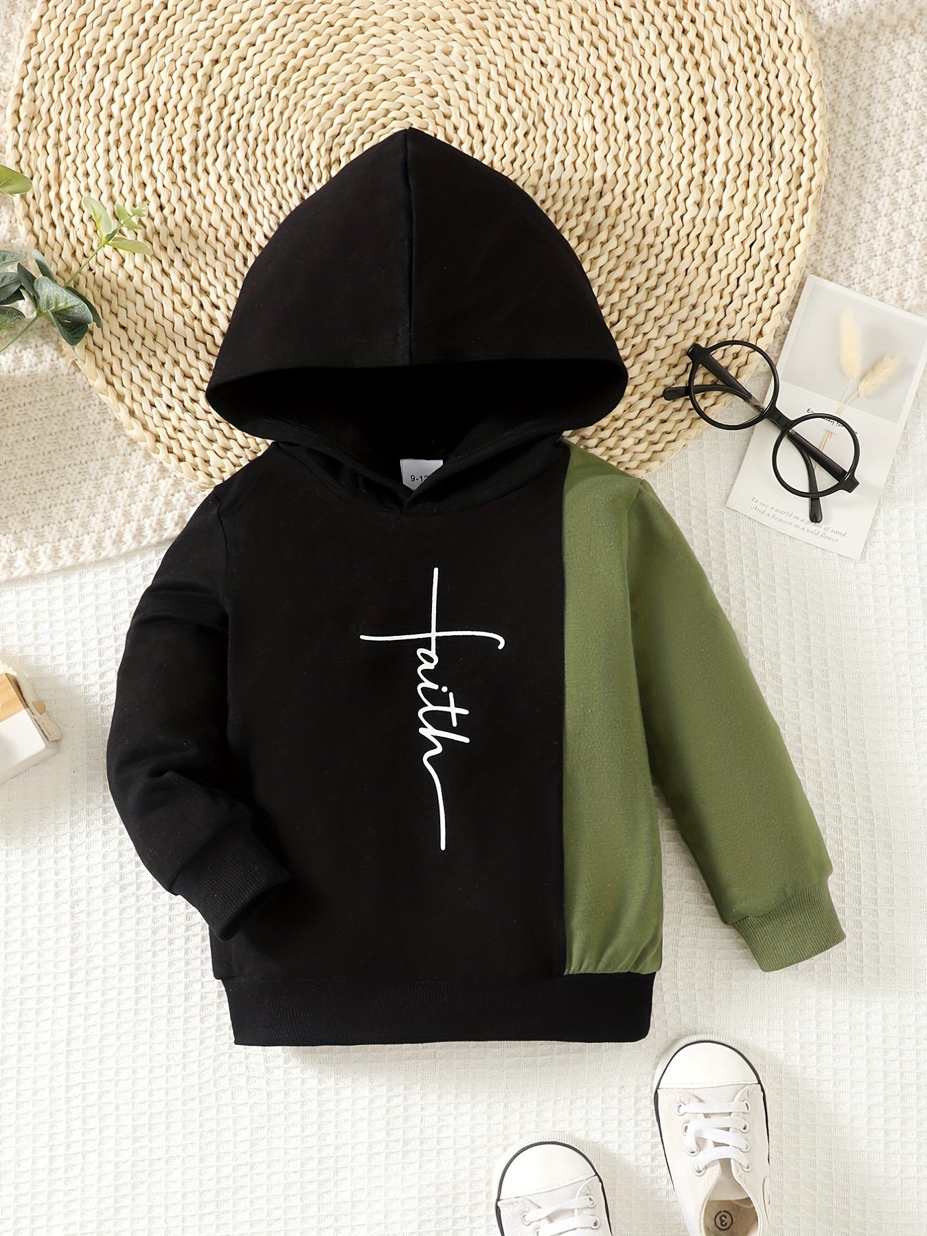 Baby Boys Letter Print Hooded Sweatshirt for Spring/Autumn