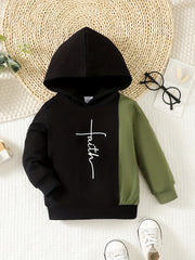 Baby Boys Letter Print Hooded Sweatshirt for Spring/Autumn