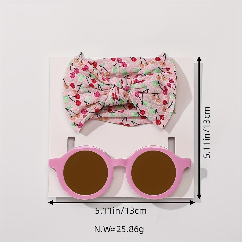 Newborn Baby Headband & Round Sunglasses Set Hair Accessories