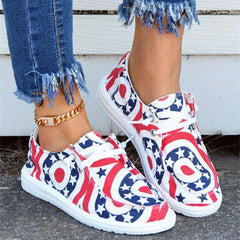 Women's Patriotic Flats Lace Up Canvas Shoes