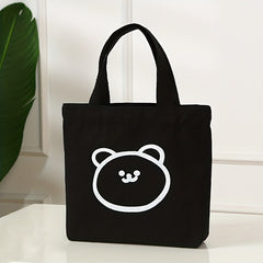 Mini Cartoon Bear Canvas Tote Bag Handbag Bento Tote