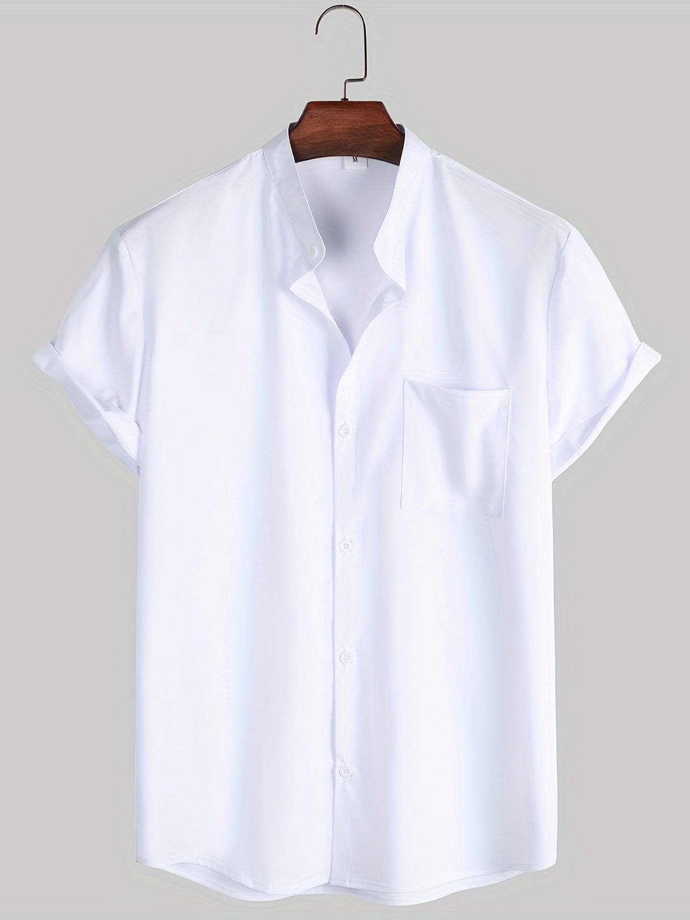 Men's Casual Stand Collar Short Sleeve Shirt