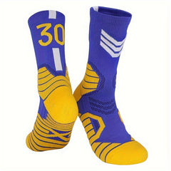 Men's Pro Basketball Mid Calf Socks High Elastic Sweat Absorbing Non Slip