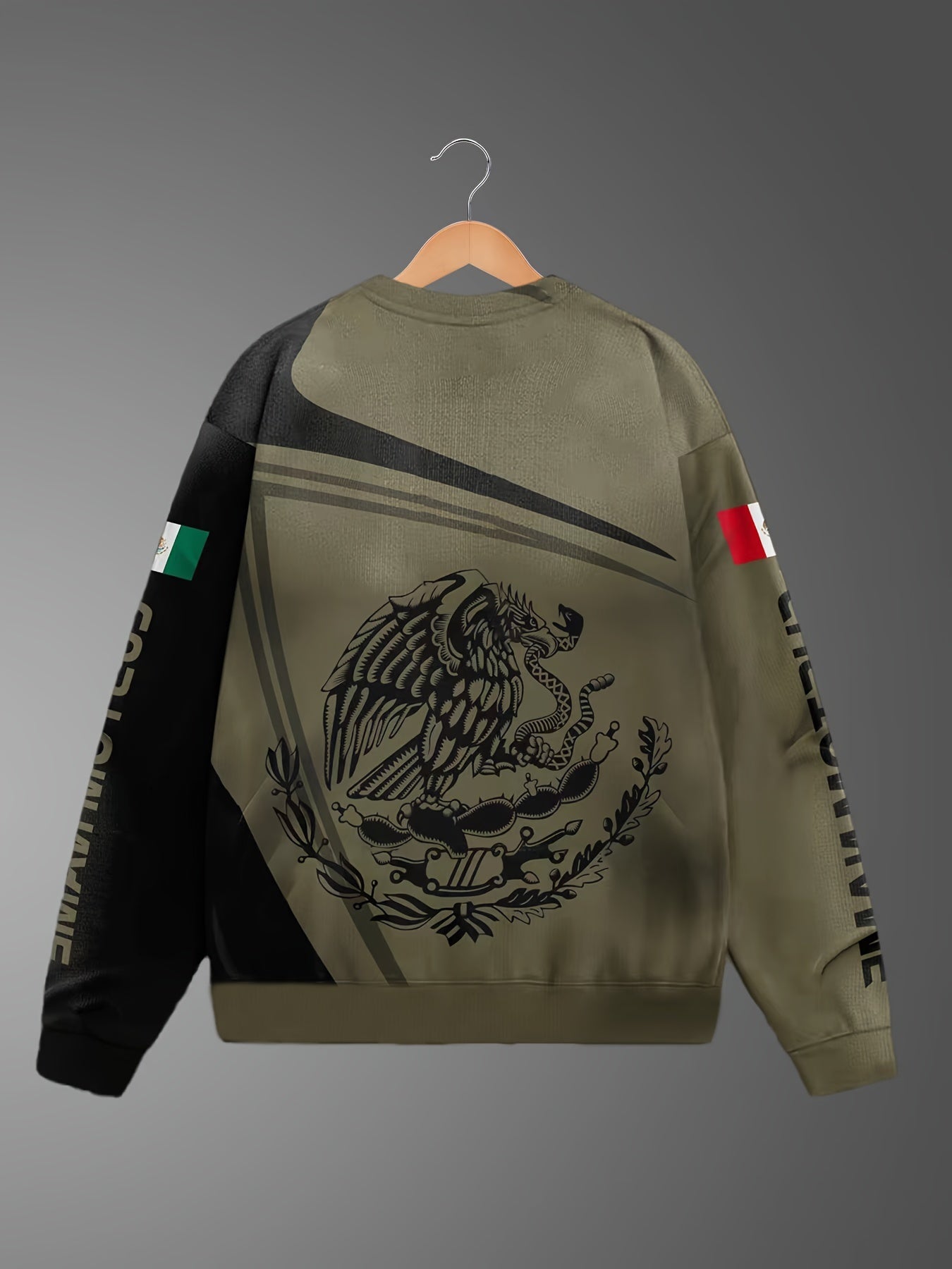 Mexico Eagle And Snake Print Men's Sweatshirt for Autumn Winter