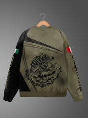 Mexico Eagle And Snake Print Men's Sweatshirt for Autumn Winter