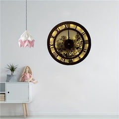 Retro Wooden LED Clock Lamp Flower Shape