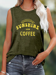 Letter Print Crew Neck Tank Top for Women