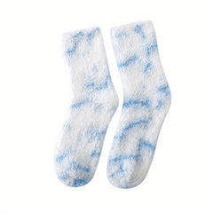 Tie Dye Print Fuzzy Socks Women's Stockings