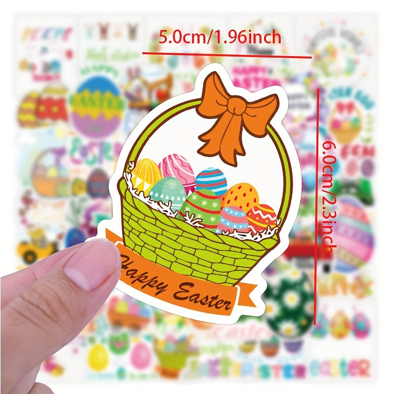 50pcs Easter Egg Bunny Stickers Waterproof Vinyl Stickers