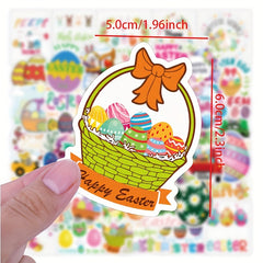 50pcs Easter Egg Bunny Stickers Waterproof Vinyl Stickers