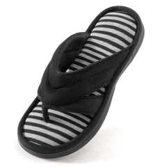 Women's Stripe Flat Flip Flops Open Toe Slippers Memory Foam Non-slip Shoes