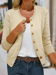 Women's Button Down Cardigan Crew Neck Sweater