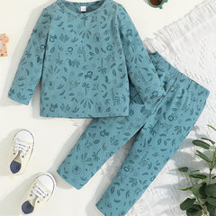 Baby Boy's Stripe Animal Printed Casual Suit Long Sleeve Top & Trousers