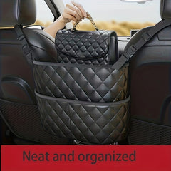Car Net Pocket Handbag Holder PU Leather Seat Back Organizer For Handbags