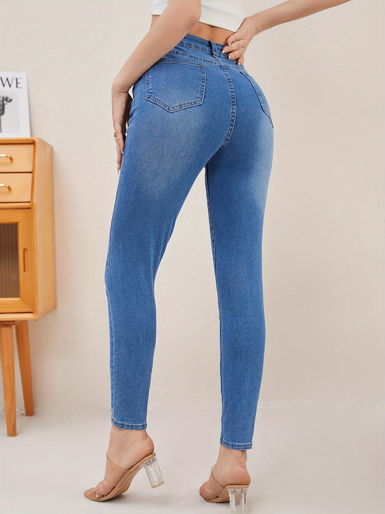 Women's Butterfly Star Print High Stretch Skinny Jeans