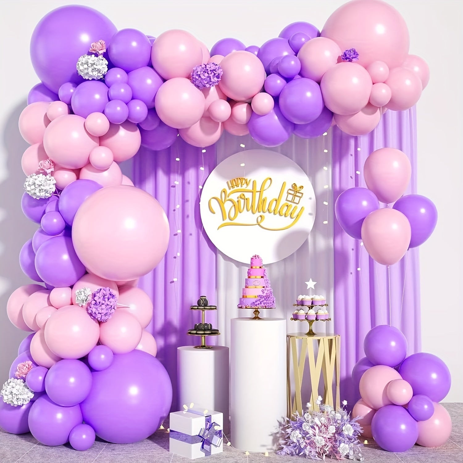 136pcs Pink Purple Balloon Garland Kit Wedding Bridal Shower