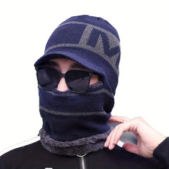 Winter Warm Zipper Knitted Hat Unisex Outdoor Cycling Coldproof Windproof