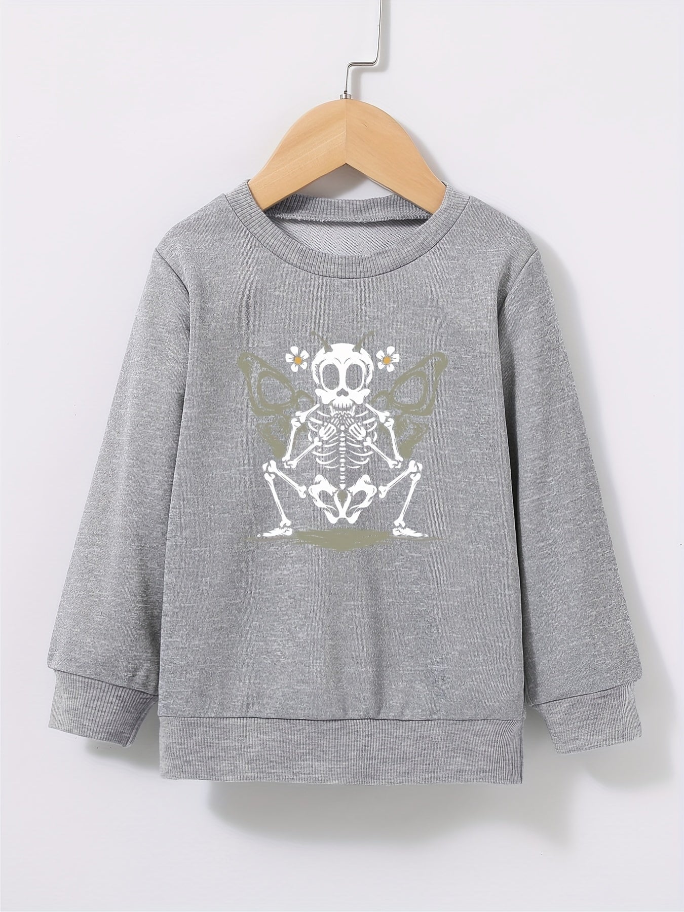 Kid's Halloween Butterfly Skeleton Sweatshirt Crew Neck Pullover